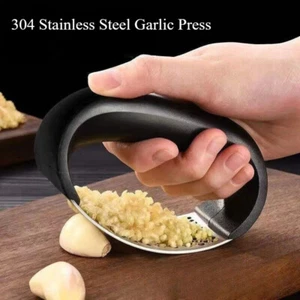 Garlic Press Crusher Stainless Steel Mincer Chopper Peeler Squeeze Ginger Cutter - Picture 1 of 10