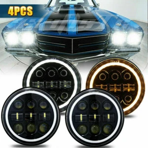 4pcs 5.75" inch LED Round Headlight Halo HI/LO Beam Fit for Peterbilt 349 359 - Picture 1 of 12