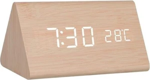 New Digital Alarm Clock Wooden Bedside Clock with Time & Temperature Display UK - Picture 1 of 10