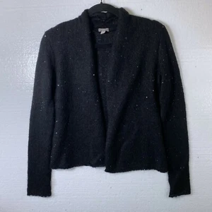 J. Jill Women's Size XS Black Sequin Sparkle Open Front Cardigan Sweater Shimmer - Picture 1 of 8