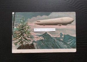 AK Ansichtskarte Zeppelin über Gebirge Künstlerkarte Feldpost 1. WK 1914 - Picture 1 of 4