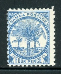 SAMOA SG61 MH 1895-1900 4p blue Palm Trees Perf 11 CV$17 - Picture 1 of 2