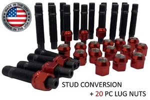 20 Pc BMW Red 12x1.5 Thread Stud ConversionE36 E38 E39 E46 323 325 328 335 M3 - Picture 1 of 3