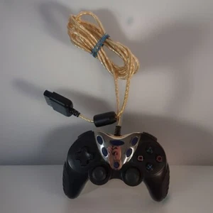 INTEC Playstation PS2-7000-B, Black & Silver, Blue Buttons W/ Gold Wire TESTED - Picture 1 of 9