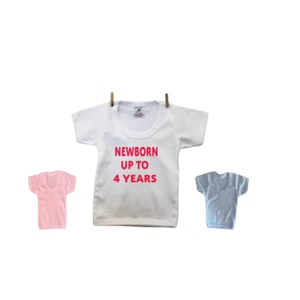 Camisetas lisas para bebé-camisetas para niños pequeños-blanco-rosa-azul claro-recién nacido-4 años - Imagen 1 de 7