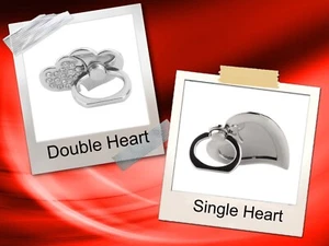 Universal 360° Rotating Phone Ring Holder Stand Mount-Single/ Double heart - Zdjęcie 1 z 10