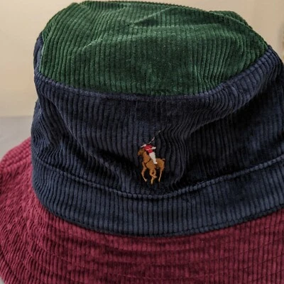 NWT Polo Ralph Lauren Color Block Corduroy Bucket Hat Size S/M - Image 1 of 4