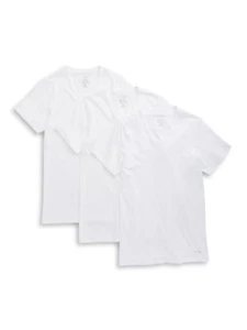 Calvin Klein Men's 3-Pc White Classic Fit Short Sleeve V-Neck T-Shirt Size M - Picture 1 of 6
