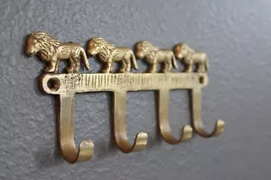 LÖWE Messing Wandhaken modern groß Schlüsselhalter kleiner Raum stilvoll Landhaus Metall - Bild 1 von 8