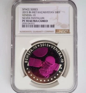Kazakhstan 2015 500 Tenge VENERA-10 Space Bi-Metallic Proof Coin NGC PF70 UC!!! - Picture 1 of 11