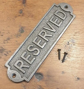 Cast Iron Wall Mounted RESERVED Pub Plaque For Door - House Sign Garden - Picture 1 of 2