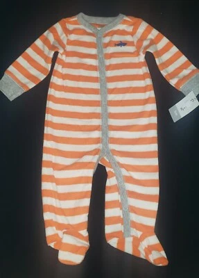 Carters Bebé Niño Naranja Blanco Rayas Terry Dormitorio - Infantil Talla 6 Meses - Nuevo Foto 1 de 4