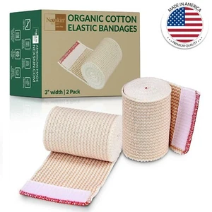 Nexskin 3"" breit 2er-Pack Baumwolle elastische Bandagen Körper Wickel Haken/Schlaufe hergestellt in den USA - Bild 1 von 11