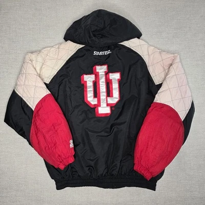 Abrigo acolchado de colección años 90 Starter Indiana University Hoosiers acolchado para hombre L LEER Foto 1 de 4