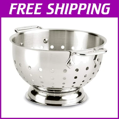 Elegant 3-Quart Stainless Steel Colander with Sturdy Handles - Dishwasher Safe - Image 1 of 4