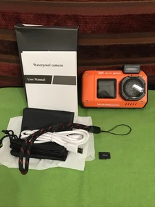 Waterproof 8K Wi-Fi Digital Zoom Waterproof Camera - Orange 64GB - Picture 1 of 13