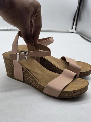 Annie Comfort Shoes Womens Size 7M Pink Wedge Sandals Cork Platform Strap Heel - image 1 of 4
