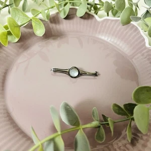 Art Deco 1920s Moonstone & silver brooch with 3 silver bars and round Moonstone - Picture 1 of 5
