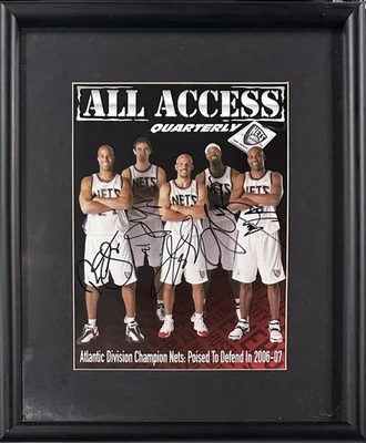 Revista enmarcada 8x10 firmada por el equipo de NJ Nets Jason Kidd Vince Carter 5 redes automáticas certificado de autenticidad Foto 1 de 4