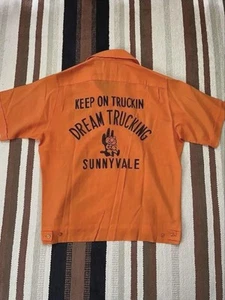 60s 70s King Louie Bowling Shirt Jacket M Orange USA Vintage Mint 66cm 43cm 56cm - Picture 1 of 4