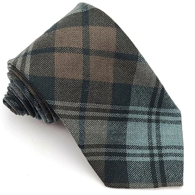 Corbata Escocesa Escocia Reino Unido 100 % Lana Gris Marrón Tejida a Cuadros 3,25 x 55 Foto 1 de 3