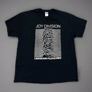 T-shirt nera vintage Joy Division Unknown Pleasures taglia XL etichetta Gildan - Foto 1 di 4