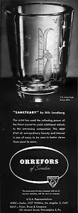 Nils Landberg Santuario Orrefors de Suecia Cristal 1949 Revista Anuncio Impreso - Imagen 1 de 1