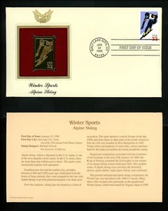 US FDC #3180 PCS / Gold Foil 1998 Salt Lake City UT Alpine Skiing Olympics - Picture 1 of 2