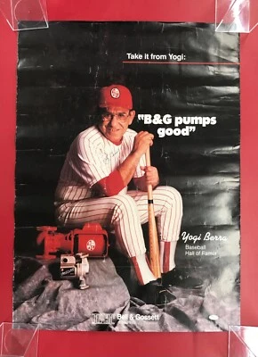Vintage Yogi Berra Autographed Poster "B&G Pumps Good" JSA (Sticker Only) SIGNED - Image 1 of 2