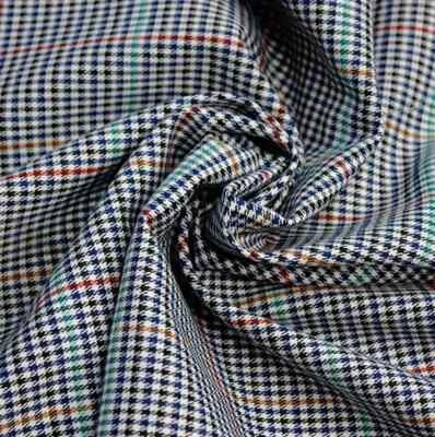 Tartan Fabric - Dogtooth Black Blue Tartan Check Polyviscose Dress Fabric - Image 1 of 4