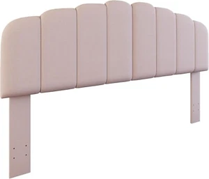 Velvet Soft Cushion with Curved Top Design Headboard,Plush Headboard for Queen - Picture 1 of 7