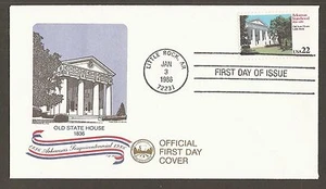 #2167 22c Arkansas - 150th Anniv. -Old State House- Fisher-Essex FDC - Picture 1 of 1