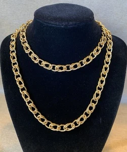 Monet Signed Vintage Long Goldtone Chain Link Necklace 30 In - Picture 1 of 4