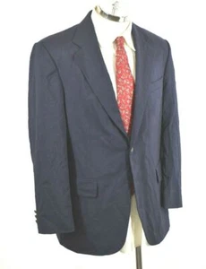 Oscar De La Renta Mens Navy Blue Blazer Button Front Long Sleeves Wool Sz 41R - Picture 1 of 8