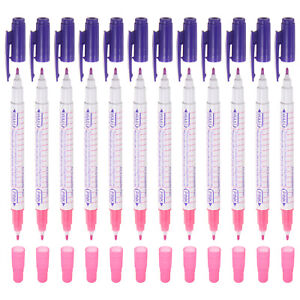 12Stk Verschwindende Tinte Stoff Markerstift Nähen Markierstifte Violett Rosa