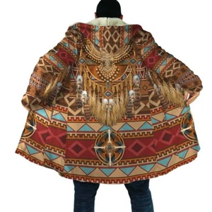Owl Bird Native American 3D All Over Printed Hooded Cloak Coat - Picture 1 of 3