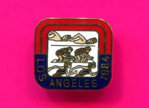 1984 LA OLYMPIC PIN RARE SPORTS PIN SWIMMING CYCLING TRACK PIN RARE PIN - Picture 1 of 1