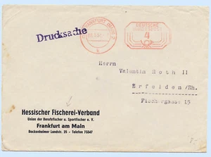 Alemania 1952 Hessischer Fischerei Drucksache Medidor Rojo Etiqueta Cubierta Pez Tópico - Imagen 1 de 2