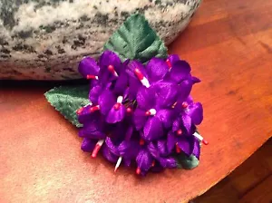 Vintage Millinery Flower Violet 18 Stem Bouquet with 1" Blooms for Hat Purple UF - Picture 1 of 3