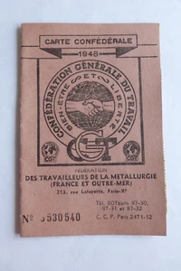 Carte Syndicat CGT Métallurgie 1948 - Picture 1 of 3