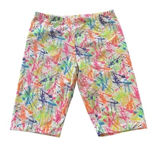 Girls sz 10/12 L Active Wear Shorts Dance Paint Splatter Neon Shorts Clothes - Picture 1 of 1
