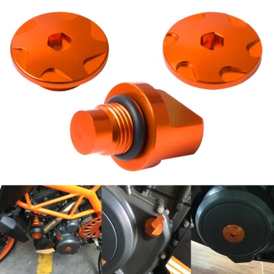 2x tapón de motor y 1x tapa de llenado de aceite de aluminio para KTM 390 Duke RC390 2014 2015 2016 Foto 1 de 4