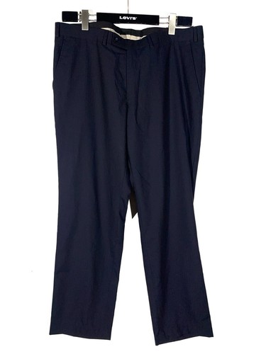 Pantaloni da uomo in lana blu Burberry London taglia XL modello classico dritto