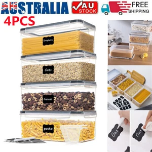 4Pcs Kitchen Dry Food Storage Containers Airtight Pantry Containers with Lids AU - Picture 1 of 16
