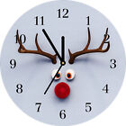 Tulup Glass Wall Clock fi30cm Art Print - Black - Holy reindeer Rudolf