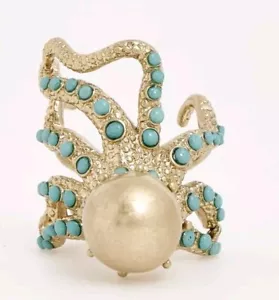 BN Les Nereides Octopus Sea Ocean Ring Gold Plated - Size K Rrp £199 - Picture 1 of 3