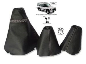 Set di Gaiters per Land Rover Discovery I II 1995-2004 Ricamo Pelle Grigio - Foto 1 di 6