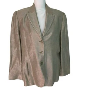 Linda Allard Ellen Tracy Blazer Womens Vintage Size 12 Gold Linen Viscose Cotton - Picture 1 of 12