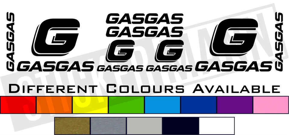 8 PIECE GASGAS TRIAL LOGO STICKER / DECAL SET - DIFFERENT COLOURS AVAILABLE - Image 1 of 1
