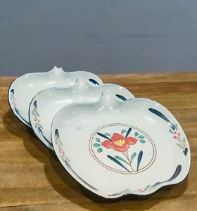 Set of 3 Japanese Vintage Otagiri Apple Shaped Porcelain Floral Plate Salad Bowl - Picture 1 of 3